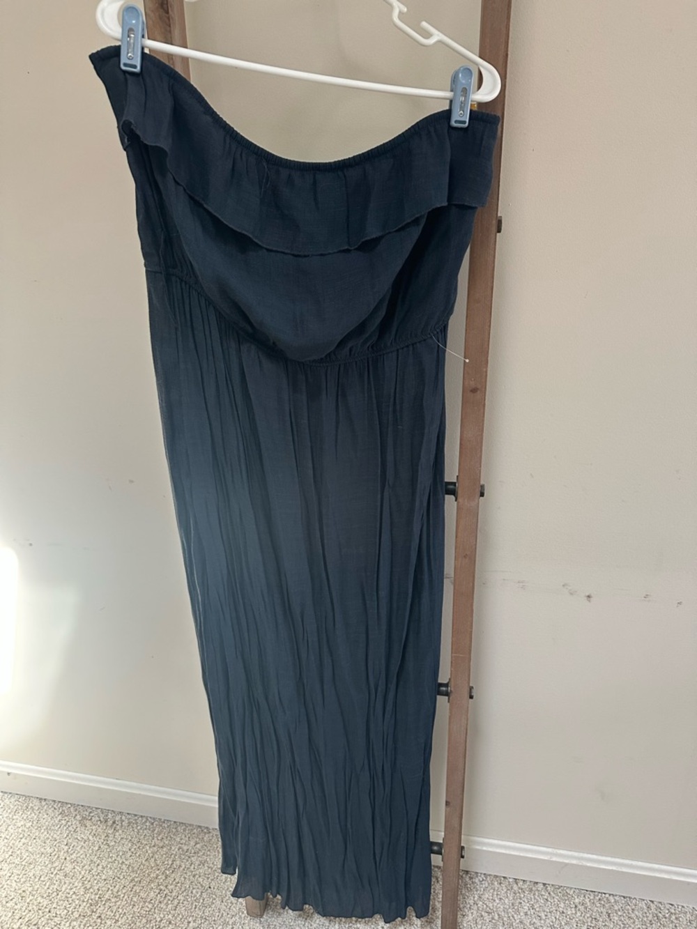 Trixxi Black Strapless Ruffle Maxi Dress